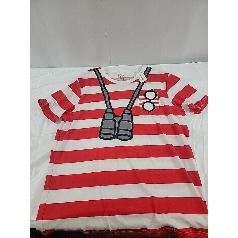 Where Is Waldo Shirt. Adult XL Red‎ White Mens Costume Halloween 10